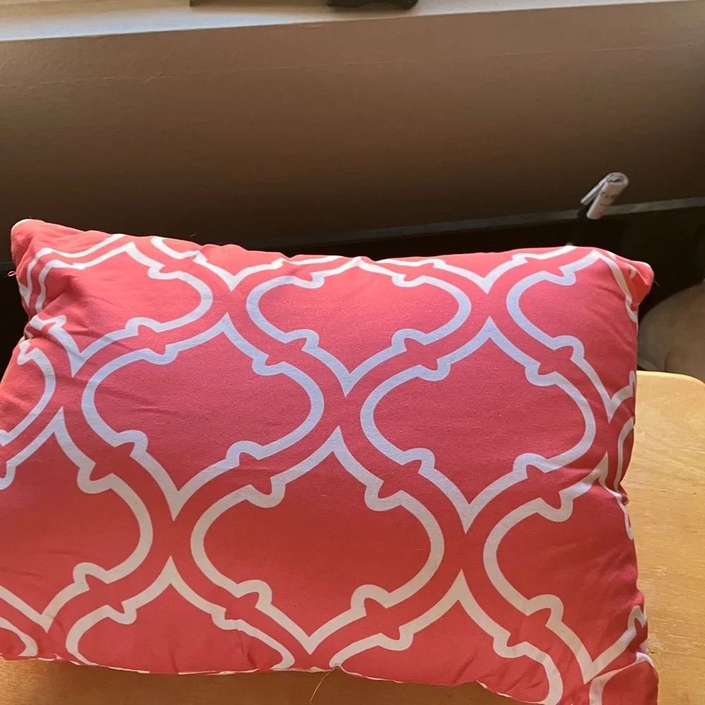 Orange and White Decorative Pillow